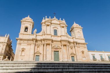 Noto, İtalya - 06 Şubat 2016: Sicilya Barok tarzında inşa edilmiş şehir.