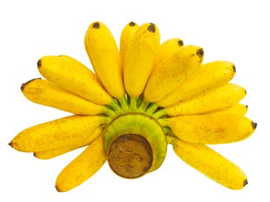 Kırpma yolu ile beyaz arkaplanda izole edilmiş muz demeti