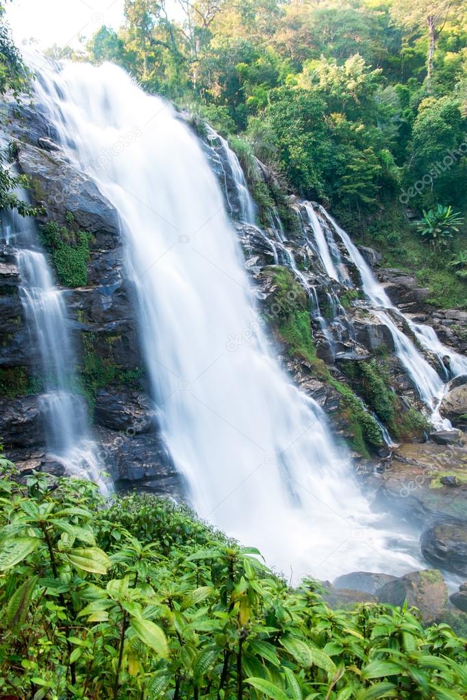 Large waterfall in forest