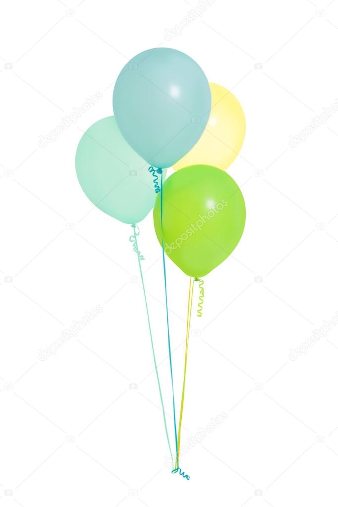 Four Helium Balloons Isolated
