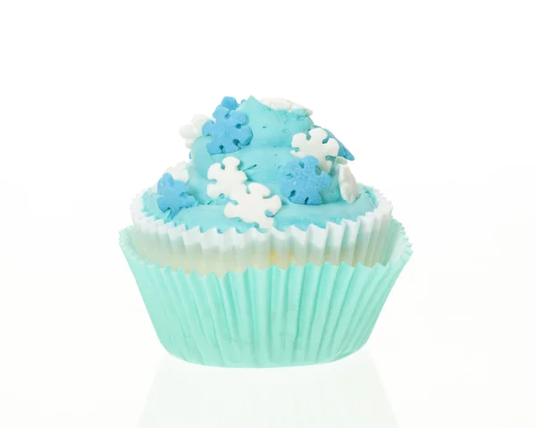 Zima śnieżynka niebieska Cupcake Obraz Stockowy