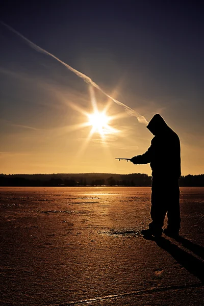 Pesca sul ghiaccio — Foto Stock