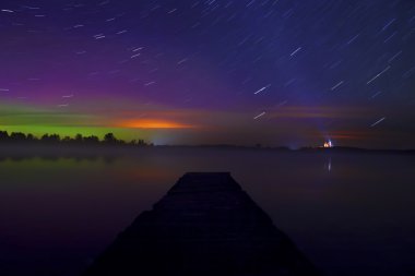 Northern lights in Poland. The area of Suwalki  07.10.2015 clipart