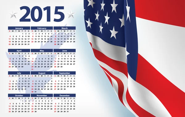 2015 Calendário dos EUA v3 — Vetor de Stock