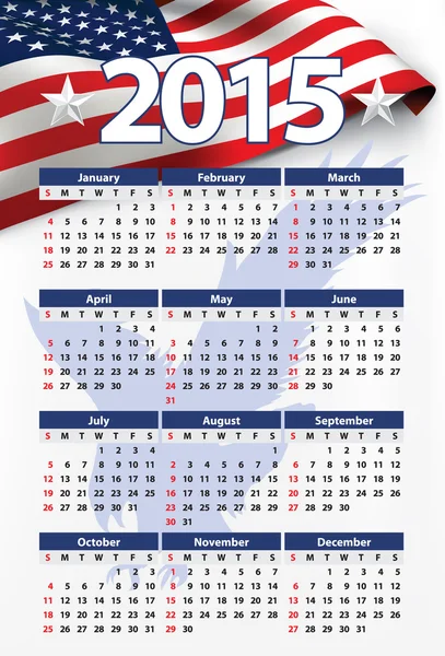 2015 США Календар v2 — стоковий вектор