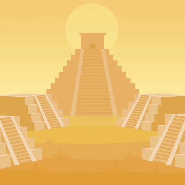 Paesaggio di animazione di una piramide Maya . — Vettoriale Stock