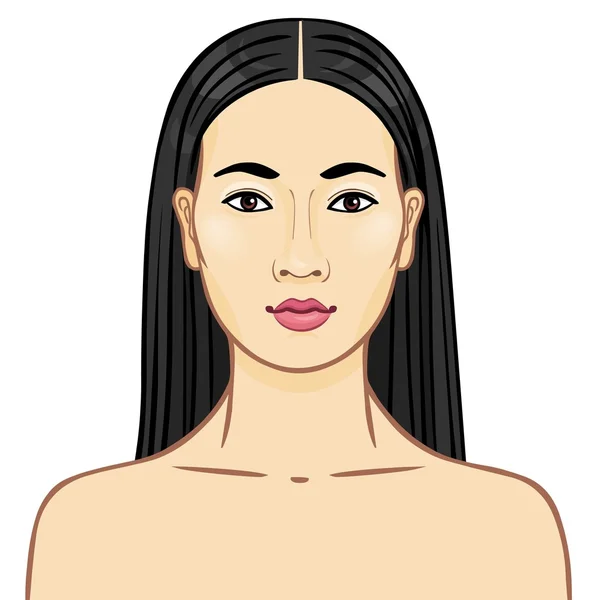 Portrait of the Asian girl. Isolated on a white background. — Stock Vector