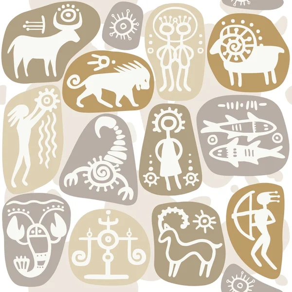 Varratmentes háttérben: zodiákus jelek. Horoszkóp. — Stock Vector