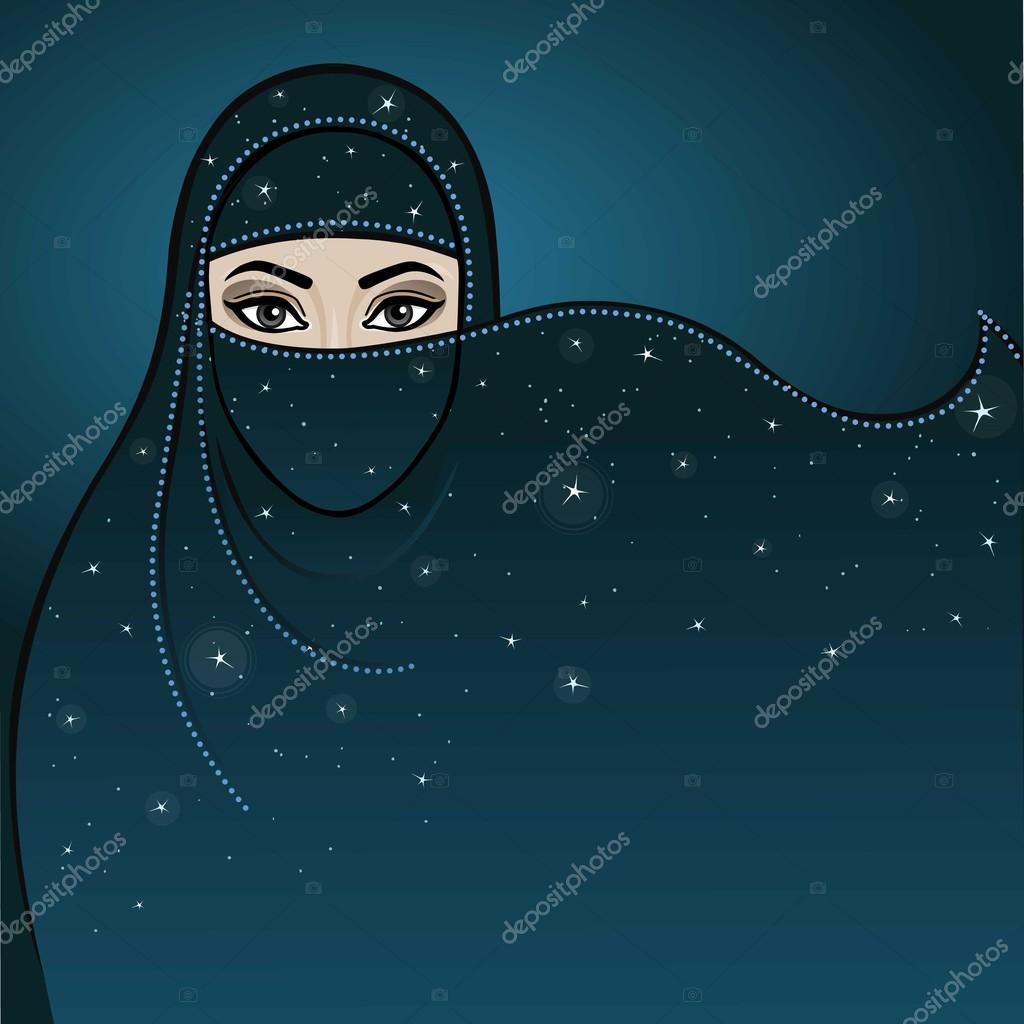 Animation Arab Woman In A Burqa Night Stellar Sky A Place For The Text Stock Vector Image By C Roomyana Animation Arab Woman In A Burqa Night Stellar Sky A Place For The Text Stock Vector Image By C Roomyana