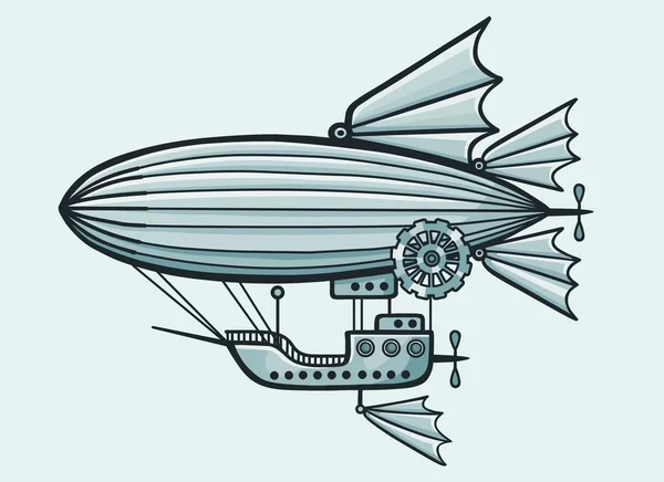 Fantastické vzducholoď. Na modrém pozadí, samostatný. — Stockový vektor