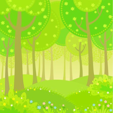 Vector background animation summer landscape wood edge vector