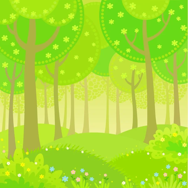 Vector background animation summer landscape wood edge — Stock Vector