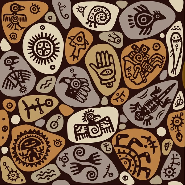 Безшовні етнічних Орнамент. Ієрогліфи. Індійців майя. — стоковий вектор