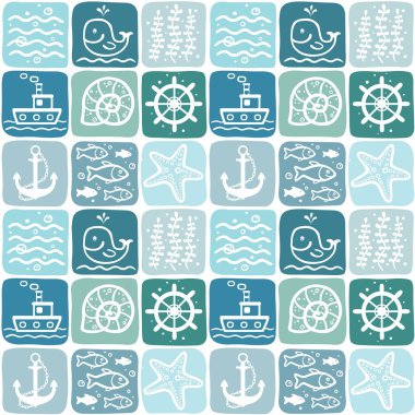 deniz flora ve fauna öğelerinden sorunsuz arka plan