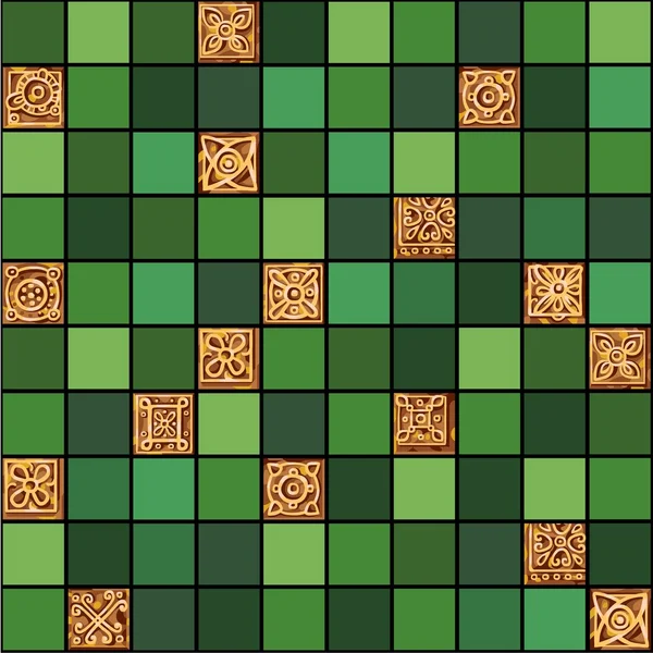 Безшовний векторний орнамент мозаїка з зеленого каменю — стоковий вектор