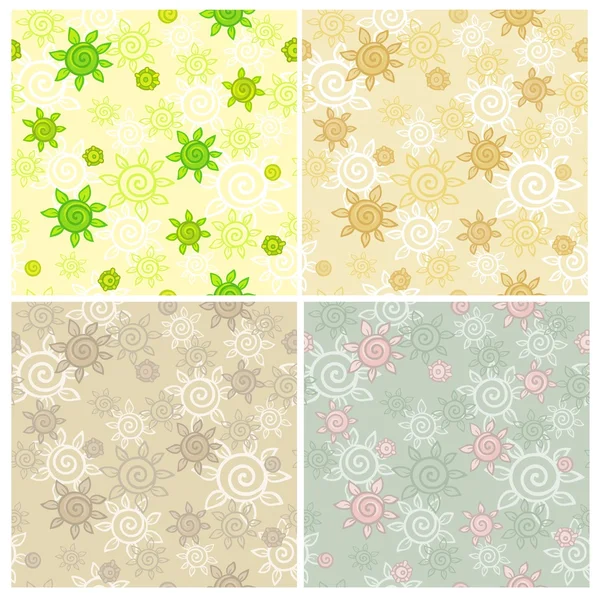 Set of seamless backgrounds an ornament from elements of plants — Stock Vector