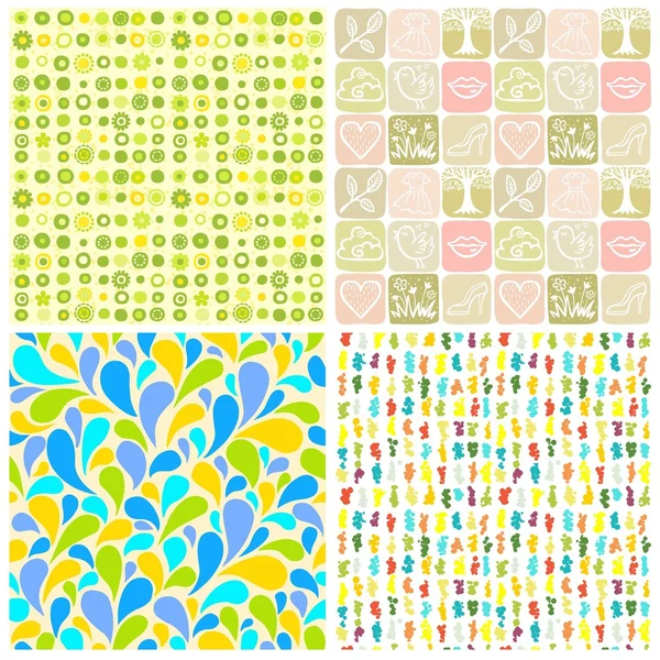 Set four abstract seamless backgrounds of green color. — Stock Vector