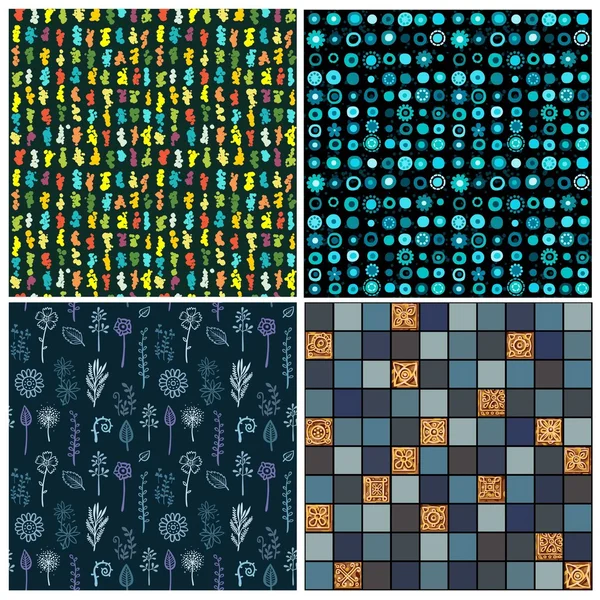 Definir quatro fundos sem costura abstratos de cor azul escuro . — Vetor de Stock