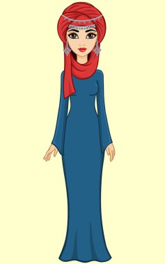 Türbanlı güzel Müslüman kızın büyümesinde portre. Izole.