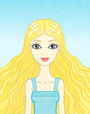 Sarışın kızın animasyon portresi.