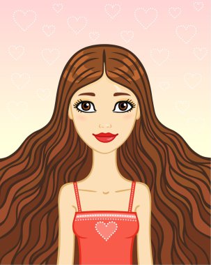 Esmer kız animasyon portre.