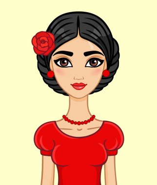 Animasyon İspanyol kız, izole.