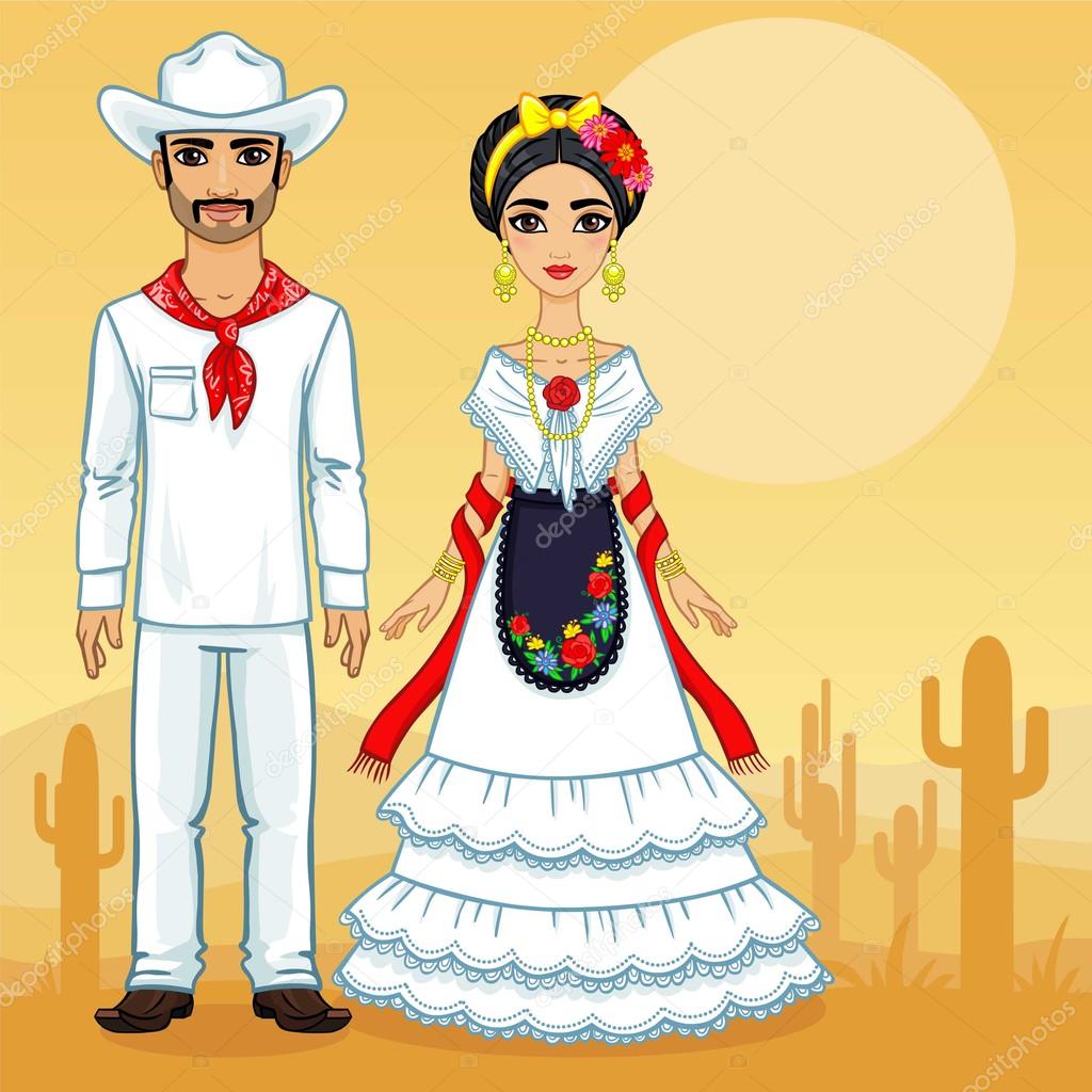Mexican family in traditional clothes. Background desert. Stock Vector  Image by ©Roomyana #111091138