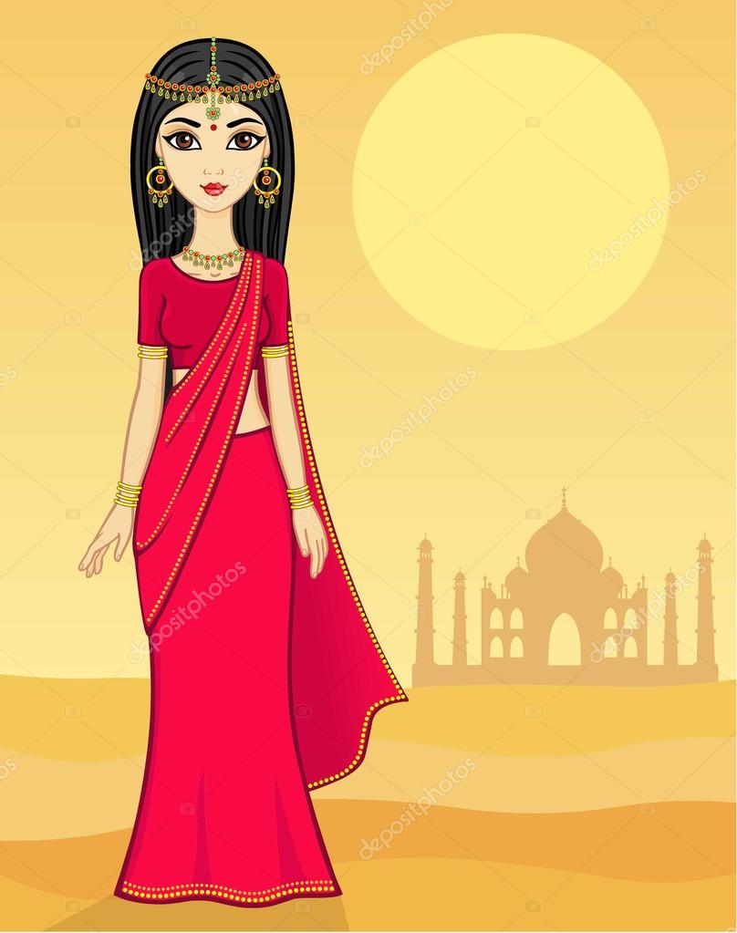 Animation Indian girl in a traditional clothes on a desert background. Full growth. Vector illustration. Stock Vector Image by ©Roomyana #111093860 Animation Indian girl in a traditional clothes on a desert background. Full growth. Vector illustration. Stock Vector Image by ©Roomyana #111093860