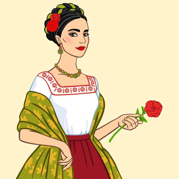 Πορτρέτο της γυναίκας στην αρχαία ρούχα — Διανυσματικό Αρχείο