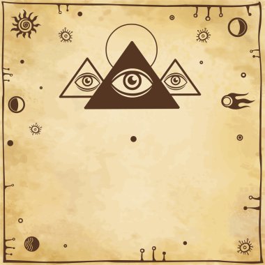 Vektör arka plan: metin için bir yer ile stilize Mısır piramitleri. Eski kağıdın taklidi.