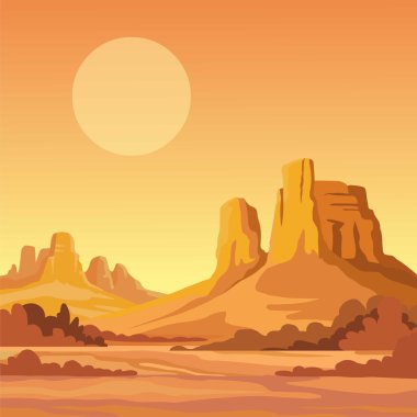 manzara çöl. Vektör çizim.