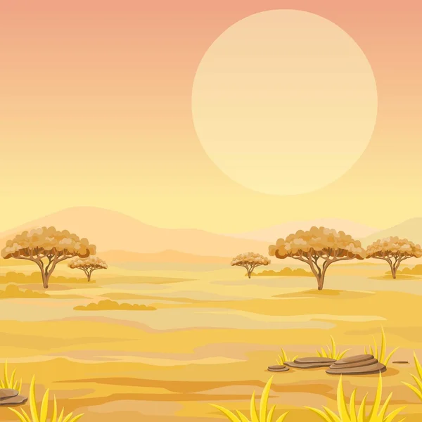 Paisaje de la sabana africana. Ilustración vectorial . — Vector de stock