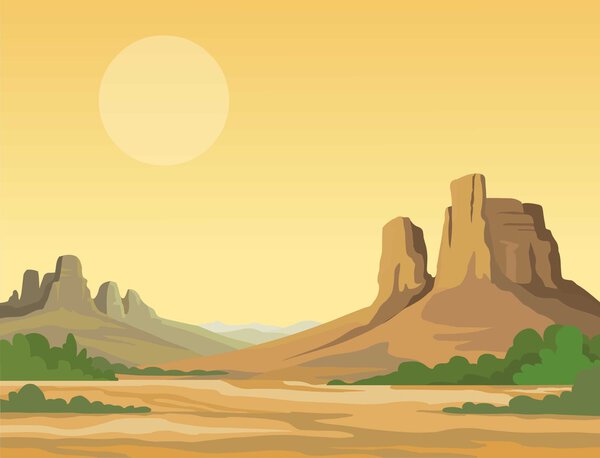 landscape of the desert. Vector illustration,