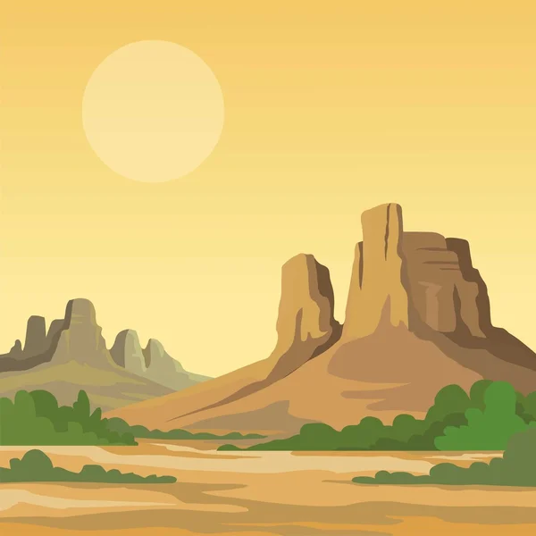 Paisagem do deserto. Ilustração vetorial . — Vetor de Stock