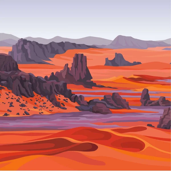 Paisaje del desierto. Ilustración vectorial . — Vector de stock