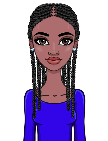 Egy afrikai lány portréja. Vektoros illusztráció elszigetelt fehér background. — Stock Vector