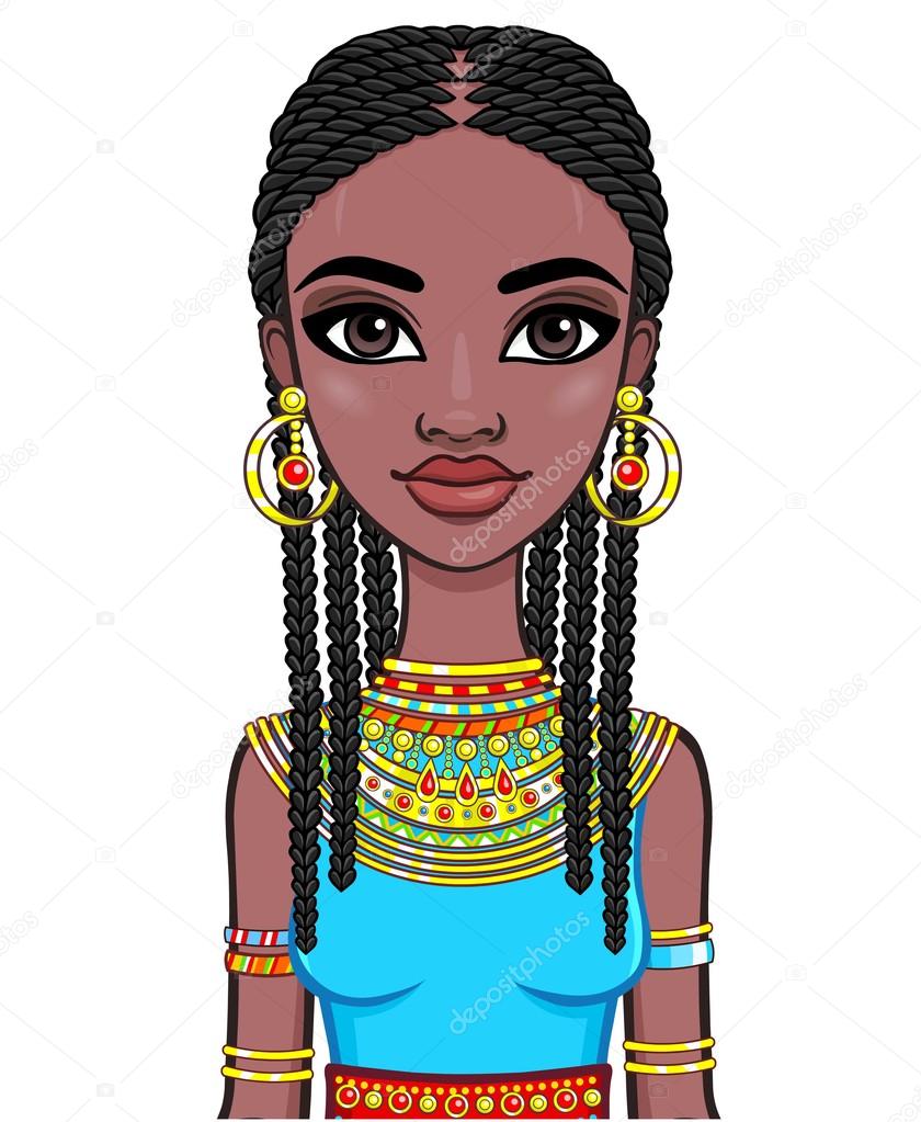 Portrait of an African girl. Vector illustration isolated on a white background.