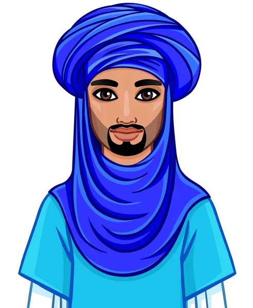 Portrait de l'homme arabe dans un turban. L'illustration vectorielle isolée sur fond blanc . — Image vectorielle