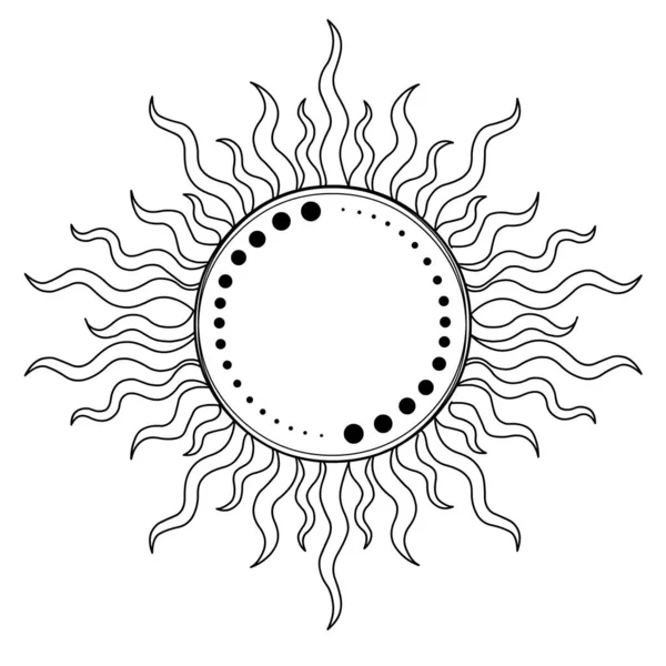 Szablon Graficzny Słońce Dekoracyjne Ilustracja Wektora Izolowana Białym Tle — Wektor stockowy