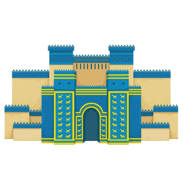 Gambar Warna Kartun Gerbang Ishtar Kuil Suci Kuno Simbol Babilonia Stok Vektor Bebas Royalti