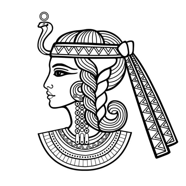 Animasi Potret Linear Wanita Mesir Yang Cantik Tampilan Profil Ilustrasi Stok Ilustrasi Bebas Royalti