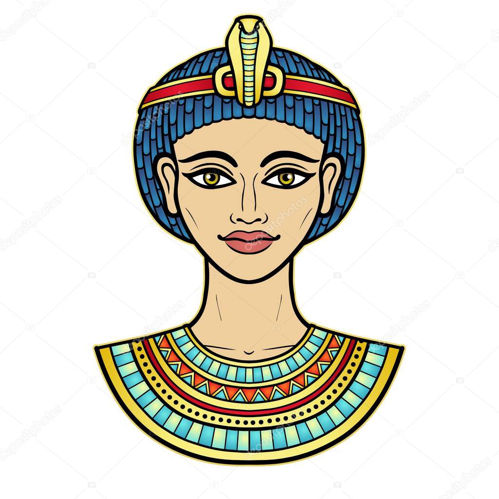 Ritratto Colori Animazione Bella Donna Egiziana Acconciatura Antica Regina  Principessa - Vettoriale Stock di ©Roomyana 472008500