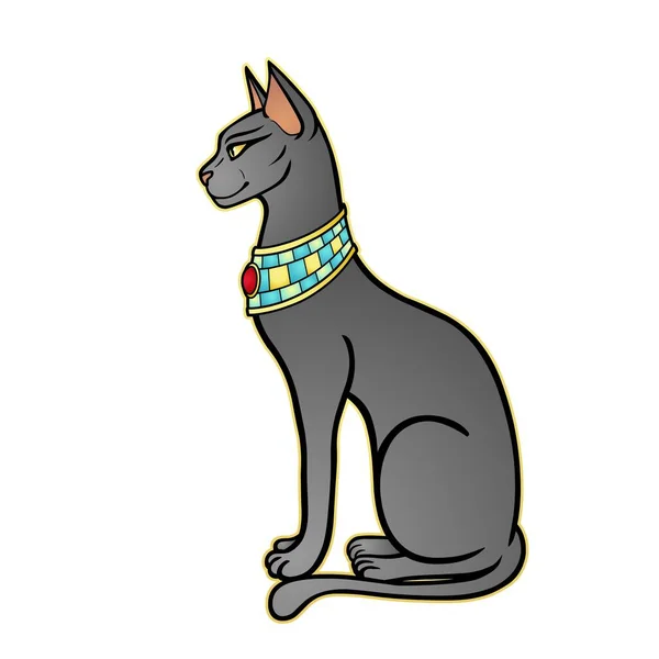 Animace Barva Portrét Starověké Egyptské Bohyně Bastet Bast Posvátná Kočka — Stockový vektor