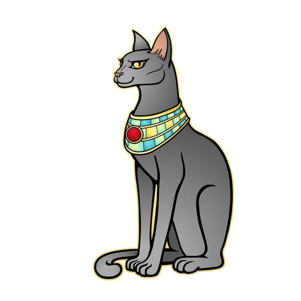 Animační Portrét Starověká Egyptská Bohyně Bastet Bast Posvátná Kočka Vektorová — Stockový vektor