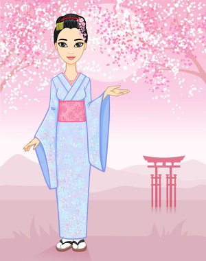 Animasyon Japon kız.
