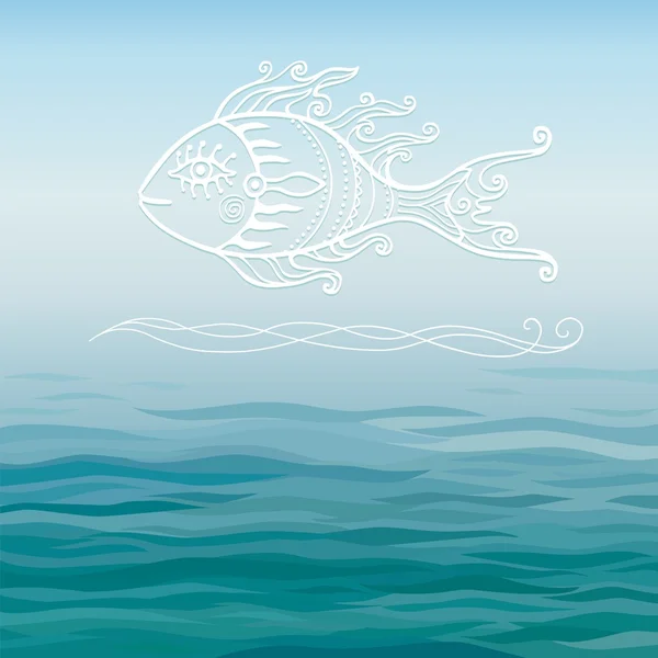 Синій морський фон фантастична риба, місце для тексту — стоковий вектор