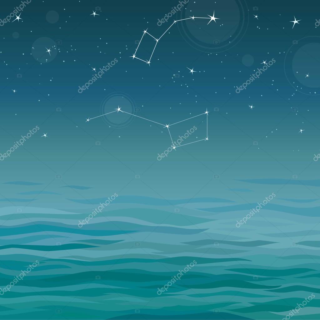 Bleu Fond De La Mer Et Le Ciel De Nuit Avec Les étoiles
