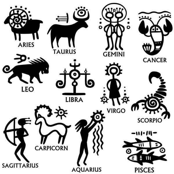 Icons zodiac signs isolated on a white background.