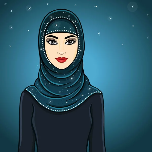 Портрет жінки в хіджабі . — стоковий вектор