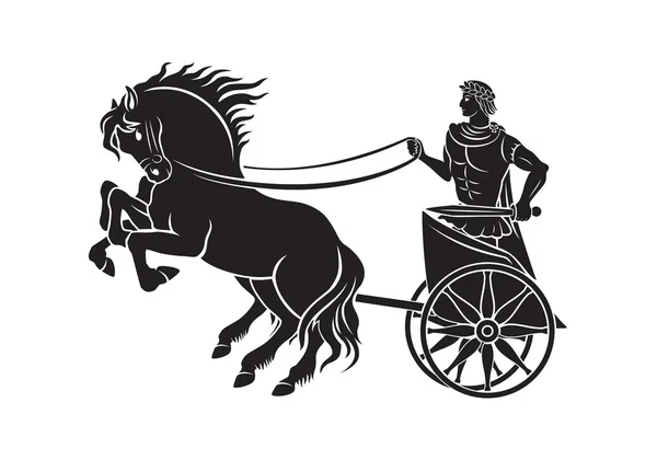 Chariot met een silhouet van Caesar — Stockvector